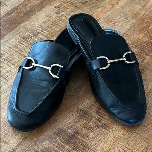 a new day Black Mules with Gold Accent